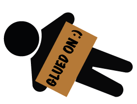 Picture of rebel saying glued on